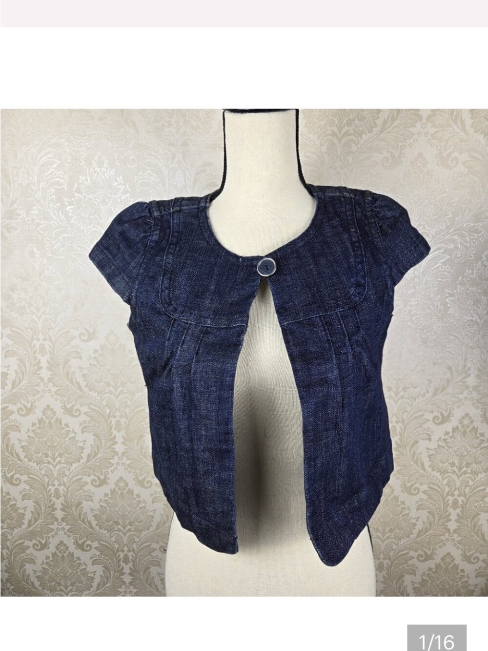 LOFT Dark Blue Denim Short-Sleeve Bolero